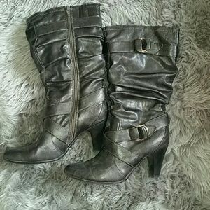 Metallic Silver boots.